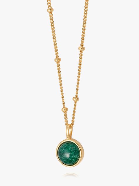 Green Round Pendant Necklace With Stones, Green Stone Pendant Gold, Green Pendant Necklace With Bezel Setting, Green Gemstone Round Pendant Necklace, Gold Jade Round Pendant Necklace, Daisy London, Green Pendant Necklace, Green Pendants, Silver Cross Pendant