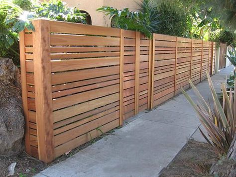 custom good neighbor fence | good neighbor fence | pb3131 | Flickr Mid Century Modern Fence, Modern Wood Fence, Good Neighbor Fence, Wood Fence Gates, Pergola Diy, Wood Fence Design, Privacy Fence Designs, Front Fence, Horizontal Fence