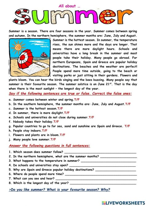 Summer Reading Worksheets, Reading Comprehension Grade 4 Worksheets, Reading And Comprehension Worksheets, Reading Comprehension Grade 5, Grade 5 Reading Comprehension Worksheets, Grade 4 Reading Comprehension Worksheets, Summer Worksheets For Kids, Reading Comprehension Worksheets 5th, Holiday Reading Comprehension