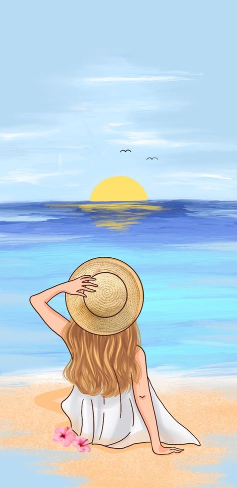 Iphone Screensaver, Screensaver Iphone, Colors Wallpaper, Beach Drawing, Cute Summer Wallpapers, Girly Drawings, Beach Tropical