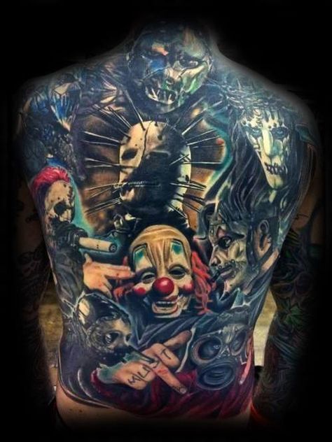 50 Slipknot Tattoos For Men Slipknot Tattoo, Back Tattoos For Men, Slipknot Corey Taylor, Tattoo Band, Monster Tattoo, Horror Tattoos, Model Tattoo, Back Piece Tattoo, Movie Tattoos