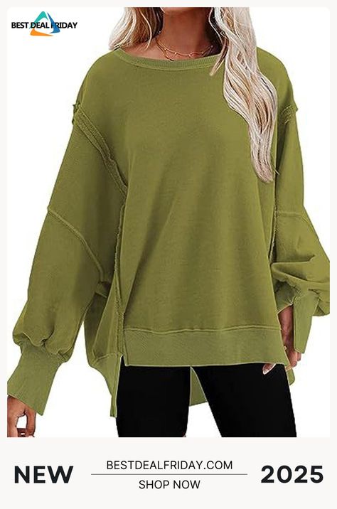 Oversized Crewneck Pullover Workout Long Sleeve Hoodie