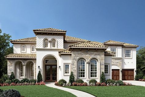 The St. Paul is a luxurious Toll Brothers home design available at Latera. View this model's floor plans, design your own St. Paul & more. Mediterranean Homes Exterior, Modern Mediterranean Homes, Mediterranean Exterior, Mediterranean Mansion, Mediterranean Architecture, Stucco Homes, Mediterranean Style Homes, Mediterranean Home Decor, Tuscan House