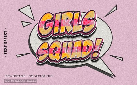 Girls squad! text effect style | Premium Vector #Freepik #vector 8 Girls Squad, Squad Logo, Girls Squad, Cartoon Pfp, Tree Drawings Pencil, Art Sketches Pencil, Text Effect, Text Effects, Eps Vector