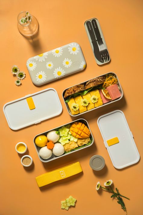 Meal Box Photography, Lunch Box Product Photography, Lunchbox Photography, Lunch Box Photography, Food Container Design, Bento Photography, Basil Ideas, Snacks Photography, Tableware Photography