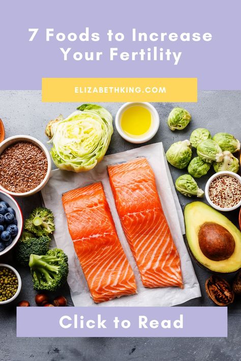 Need help with your fertility diet? Click to find 7 foods that boost your fertility naturally from ElizabethKing.com. Follow Fertility Coach Elizabeth King for more fertility diet, TTC tips, and resources for TTC moms. #fertilitydiet #fertility #infertility #fertilityfoods Ivf Diet, Ttc Tips, Fertility Smoothie, Fertility Help, Fertility Foods, Improve Fertility, Fertility Diet, Chances Of Getting Pregnant, Natural Fertility