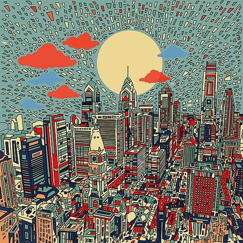 • Also buy this artwork on wall prints, apparel, stickers, and more. Philadelphia Art Print, Philadelphia Art, Philadelphia Skyline, City Skyline Art, Modern Pop Art, Pop Art Design, Skyline Art, Abstract Poster, City Skyline