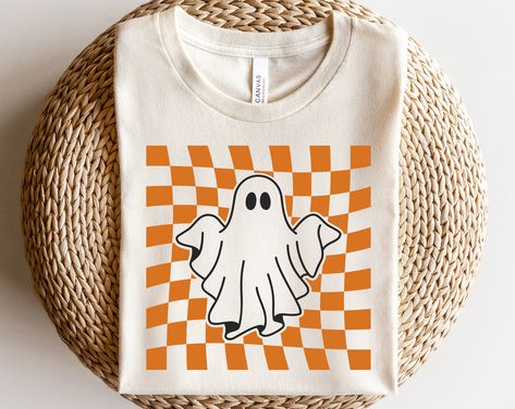 Halloween Tshirt Ideas, Ghost Outline, Purple Cactus, Spooky Season Svg, Ghost Tshirt, Groovy Halloween, Halloween Shirt Svg, Ghost Svg, Shirt Business