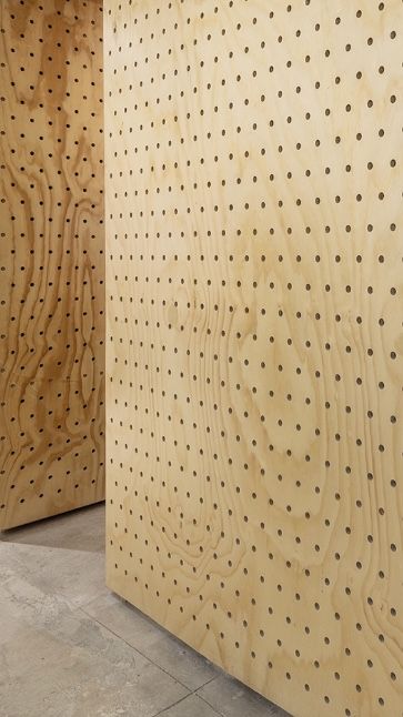 Perforated Plywood Panel, Plywood Pegboard, Plywood Wall Paneling, Pegboard Wall, Healing Centre, Plywood Projects, Plywood Interior, Plywood Walls, Plywood Panels