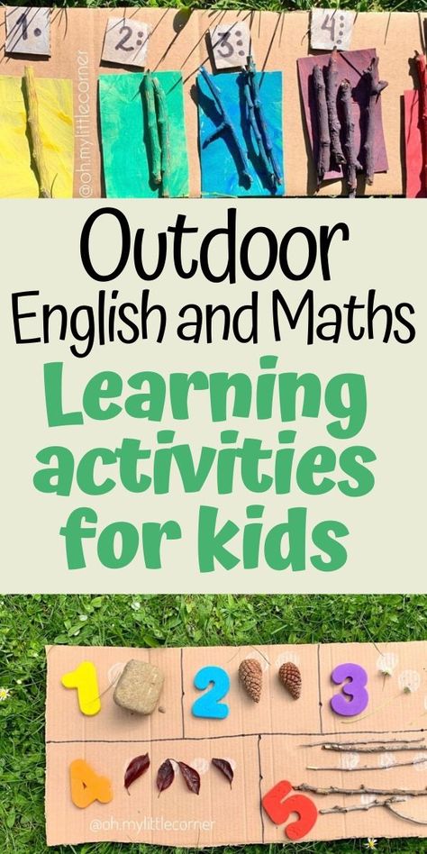 Outdoor Home School Ideas, Numeracy And Literacy Activities Preschool, Outside Activities For Kindergarten, Outdoor Play For Kindergarten, Outdoor Learning Activities Kindergarten, Outdoor Curriculum Preschool, Outdoor Number Activities Preschool, Nursery Outdoor Activities, Outdoor Activity For Kindergarten