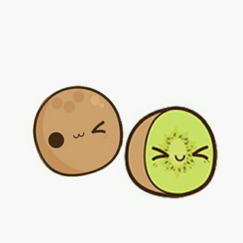 Kiwi Cute Kiwi Drawing, Kiwi Cartoon, Kiwi Aesthetic, Icons Random, Kawaii Fruit, Fruit Cartoon, Food Drawings, Kawaii Faces, Fruits Images