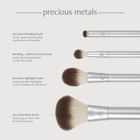 Amazon.com: EcoTools Precious Metals Brightening Eye Set, Eye Brush Kit, Precision Makeup Brushes For Eyeshadow, Eco-friendly Makeup Brush Kit, Recycled Aluminum, Chrome, 5 Piece Set : Everything Else Makeup Products Brushes & Tools, Best Makeup Brushes Set Brand, Face Makeup Brushes Set, Ecotools Brushes, Travel Size Makeup Brushes, Face Brush Set, Essential Makeup Brushes, Eco Friendly Makeup, Makeup Brush Kit