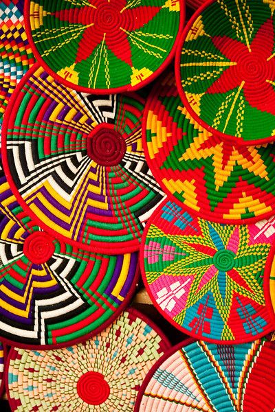 Colourful baskets for sale at the local markets at Axum, Ethiopia by Adam Lees Photography Axum Ethiopia, Heritage Decor, الفن الرقمي, Colorful Baskets, Afrique Art, Quilt Modernen, Afrikaanse Kunst, Year 5, Hispanic Heritage