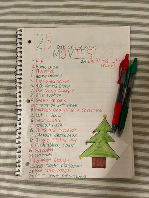 Starting of my favorite time of the year with an adorable movie list for December Christmas Movie Countdown List, 25 Days Of Christmas Movies List, December Movie List, 25 Days Of Christmas Movies, Best Teen Movies, Christmas Movies List, Christmas Checklist, Cute Christmas Ideas, Tracker Ideas