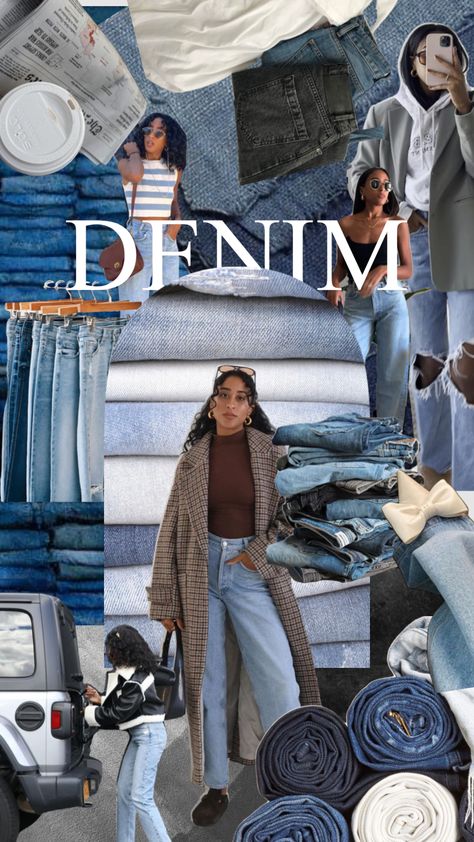 Denim focus #myfirstshuffle Denim Mood Board Inspiration, Insta Grid Ideas Fashion, Denim Mood Board, Denim Outfit Photoshoot, Denim Inspiration Board, Denim Moodboard, Wed Leg, Denim Photoshoot, Blue Scrunchie