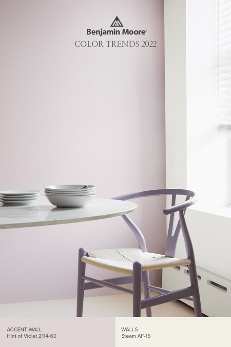 Lavender Paint Colors Bedroom, Benjamin Moore Hint Of Violet, Hint Of Violet Benjamin Moore, Vintage Bedroom Paint Colors, Lavendar Paint, Lilac Wall Paint, Light Purple Paint Colors, Violet Paint Colors, Lavender Paint Colors