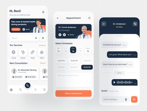 Medical Consultation App by Syed Roni Mobile App Inspiration, App Inspiration, App Design Layout, Ui Ux App, Medical Consultation, App Template, Learning Design, Medical Illustration, Mobile Design