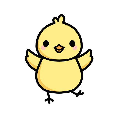 Cute chick. Happy Easter! Happy Animals Drawing, Cute Farm Animals Drawings, Chick Drawing Cute, Easter Drawings Easy, Chicks Drawing, Cute Chicken Drawing Kawaii, Chicken Drawing Cute, Duck Drawing Easy, Cute Chicken Drawing