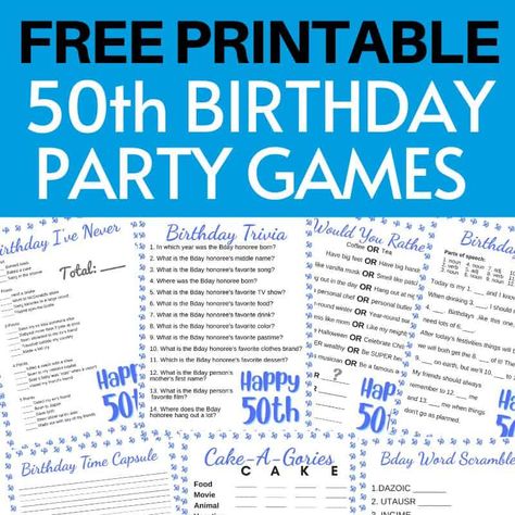 Printable 50th Birthday Signs Free, 50 Birthday Party Games, 50th Party Games Ideas, Games For A 50th Birthday Party, Activities For 50th Birthday Party, 50th Birthday Games Turning 50, 50th Birthday Party Games For Men, Games To Play At 50th Birthday Party, 50th Birthday Party Games Turning 50