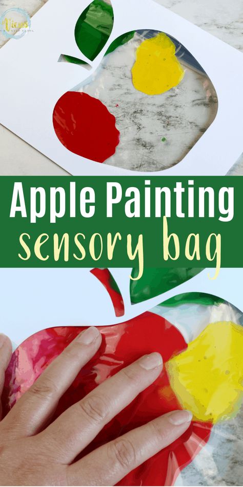 Apple Sensory Bottle, Apple Sensory, Sensory Painting, Apple Lesson Plans, Preschool Apple Activities, Apple Classroom, Preschool Apple Theme, Apple Week, Fall Sensory