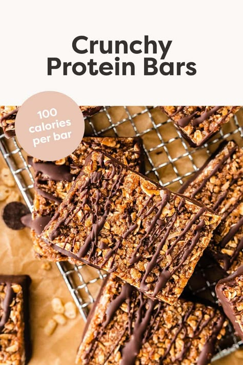 These crunchy protein bars combine brown rice cereal and rolled oats with honey, coconut, peanut butter and protein powder for a delicious, healthy snack that tastes just like the Luna Bars! Gluten-free, dairy-free + perfect for meal prep! Rice Krispie Protein Bars, High Protein Cereal Bars, Sourdough Protein Bars, Nut Free Protein Bars, Bariatric Snacks, Protein Sweets, Luna Bars, Healthy Crackers, Protein Bars Homemade