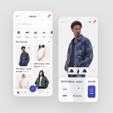 Clothing Shop App on Behance Clothing Mobile App Design, Clothing App Design, Outfit App, Wardrobe App, Fashion Apps, Ar App, Ui Design Principles, Clothing Apps, Mobile App Design Inspiration