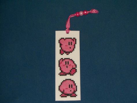 Kirby bookmark Kirby Bookmark, Kirby Birthday, Stitch Ideas, Crochet Bookmarks, Bookmarks Printable, Plastic Canvas Patterns, Canvas Patterns, Plastic Canvas, Kirby