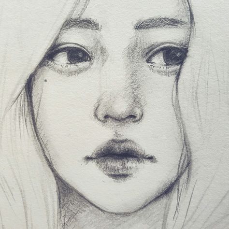 Neutral Face Drawing, Skecth Arts Simple, Face Art Drawing, Collage Des Photos, 얼굴 드로잉, Pencil Sketch Images, Drawing Heads, Face Sketch, Kpop Drawings