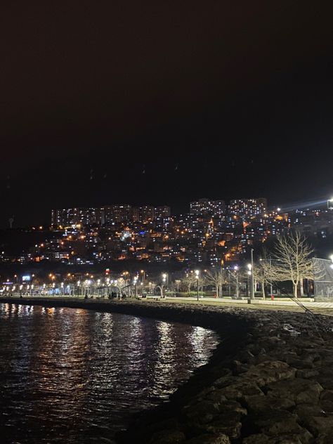 #sea #turkey #izmir #night #aesthetic #city #view Turkey Night View, Izmir Aesthetic, Night Aesthetic City, Aesthetic City View, Turkey Izmir, Izmir Turkey, Aesthetic City, Night Aesthetic, Scenery Wallpaper