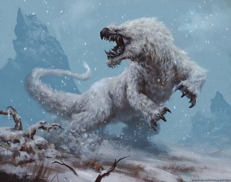 snow creature by BrentHollowellArt Fantasy Beasts, 다크 판타지, Monster Concept Art, Creature Drawings, Alien Creatures, Fantasy Creatures Art, Fantasy Monster, Mythical Creatures Art, Mythological Creatures