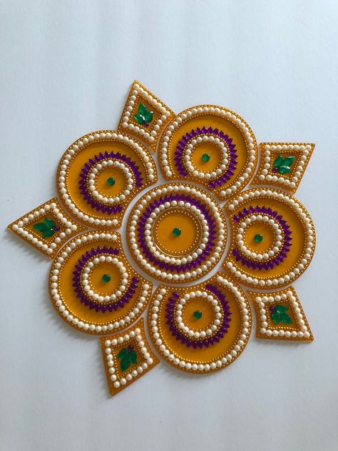 Handmade Kundan Rangoli Gifting Rakhi DiwaliFestiveSeason | Etsy Handmade Rangoli, Diwali Colours, Quilling Candle Holder, Designer Rangoli, Kundan Rakhi, Vanilla Shortbread, Cd Crafts Diy, Diya Decoration Ideas, Ganpati Decor