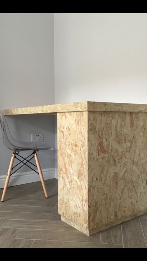 OSB desk Osb Desk, Osb Design, Osb Furniture, Osb Wood, Diy Office Desk, Osb Board, Site Office, Diy Office, Office Inspiration