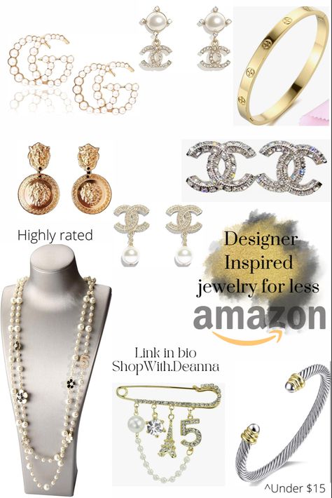 Chanel Inspired Jewelry, Gold Jewelry With Black Dress, 2024 Jewelry Trends Women, Must Have Jewelry Pieces, 2024 Jewelry Trend, Chanel Accessories Jewelry, Classic Jewelry Essentials, Cute Dainty Jewelry, Amazon Jewelry Finds