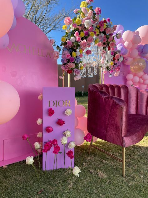 Dior Birthday Theme, Mrs Dior, Dior Bridal, Paris Bridal Shower Theme, Paris Bridal Shower, Miss To Mrs, Balloon Arrangements, Garden Theme, Miss Dior