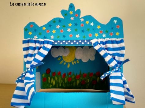 Teatrillo para marionetas. Puppet Stage, Storytime Crafts, Spring Games, Toy Theatre, Puppet Theater, Quick Crafts, Creative Activities For Kids, Paper Crafts Diy Kids, Hand Puppets