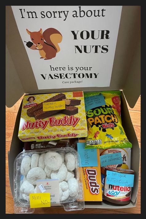 Vacestomy Care Package, Post Vasectomy Care Package, Vasectomy Basket, Funny Vasectomy Gifts, Vasectomy Care Package Funny, Vasectomy Care Package Ideas, Vasectomy Care Package, Vasectomy Humor, Funny Gift Baskets