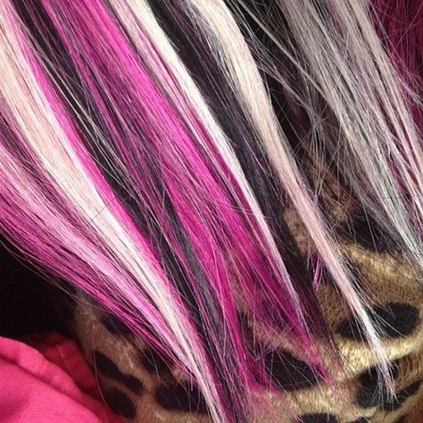 Pink And Black Hair, Skunk Hair, Y2k Hair, Hair Color Streaks, Blonde With Pink, Hair Streaks, Dyed Hair Inspiration, Dye My Hair, Hair Inspiration Color