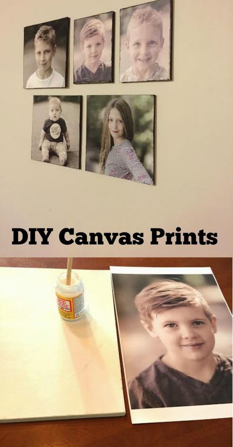 DIY Canvas prints.  So easy and so cheap! Diy Picture On Canvas, Diy Canvas Pictures, Picture Canvas Wall Ideas, Canvas Picture Wall Ideas, Mod Podge Pictures, Canvas Photo Transfer, Soft Character, Diy Canvas Photo, Budget Interior Design