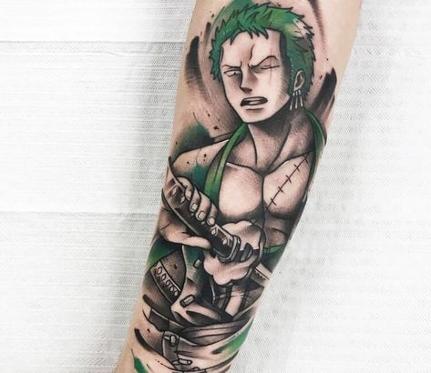 Roronoa Zoro Tattoo, Zoro Tattoo, Steve Butcher Tattoo, Colors Anime, Pocket Watch Tattoos, Russian Tattoo, One Piece Tattoos, Marvel Tattoos, Anime Tattoo