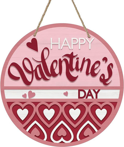 Deroro Happy Valentine's Day Sign for Front Door Decor, Red Pink Love Hearts Wood Door Hanger for Outdoor Outside Porch, Valentines Day Wooden Wreath Indoor Wall Hanging Decoration Valentines Day Font, Happy Valentine's Day Sign, Door Pediment, Font Door, Happy Valentines Day Sign, Valentine Door Decorations, Sign For Front Door, Wooden Wreath, Vintage Inspired Wall Art