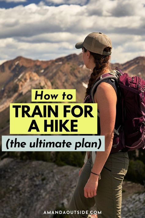 Wondering how to train for a hike? Look no further than this guide! When it comes to hiking, you want a program that’s going to build endurance and strengthen your body against the most common injuries on the trail… which means we need more than a handful of leg exercises. We’ll show you exactly what to do in this post. Let’s get started! Get In Shape For Hiking, How To Train For Hiking Mountains, How To Train For A 20 Mile Hike, Exercises For Hiking Endurance, Building Endurance For Beginners, How To Get In Shape For Hiking, Endurance Training For Beginners, Hike Training Plan, Hiking Training Plan