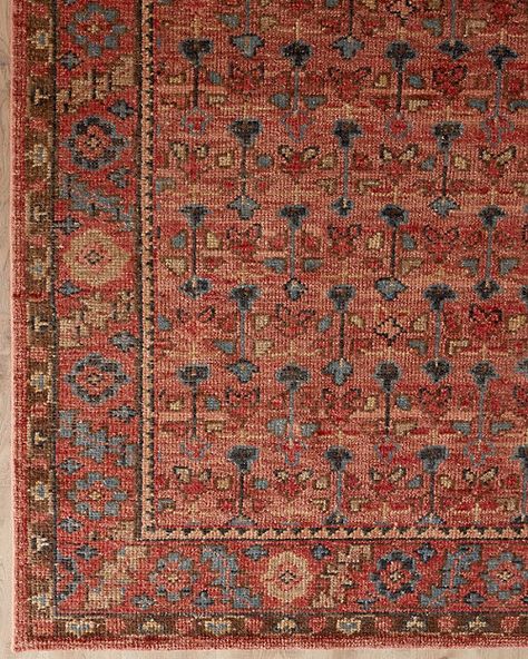 Jordan Hand-Knotted Wool Rug Antique Brick, Block Printed Textiles, Garnet Hill, Vintage Indian, Cotton Rug, Cat Owners, Floral Rug, Digital Wallpaper, Red Rugs