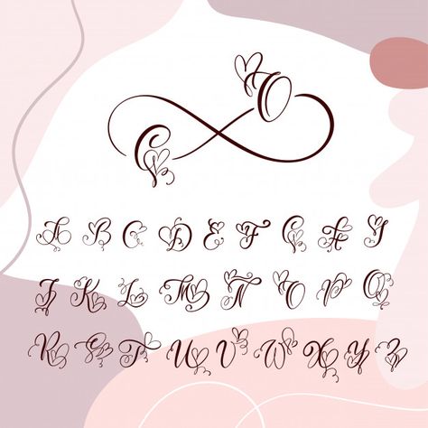 Heart Calligraphy, Calligraphy Monogram, Tattoo Fonts Alphabet, Font Cute, Heart Font, Tattoo Lettering Fonts, Hand Lettering Art, Hand Lettering Fonts, Hand Lettering Alphabet