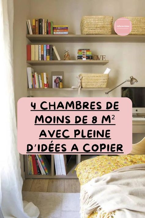 4 Exemples de Très Petites Chambres de Moins de 8 m² Armoires, bureau, commode ou tiroirs… Avec des meubles sur-mesure et des solutions ingénieuses, beaucoup de rangements et d’espace de travail ont été gagnés dans des très petites chambres de moins de 8 m² Low Bunk Beds, Ikea Bedroom, Adult Bedroom, Ikea Diy, Boho Bedroom, Bedroom Inspo, 8 M, Girl Room, Girls Bedroom