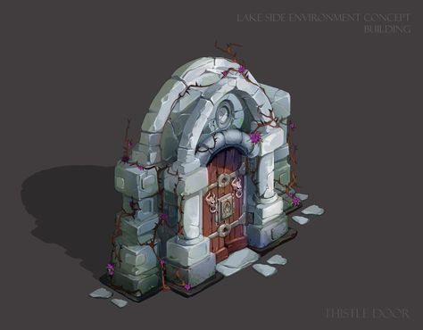 ArtStation - Lake side: door concept, Marina Goryacheva Dungeon Entrance Concept Art, Door Concept Art, Top Down Game, Witch Hut, Art Buildings, Props Concept, Lake Side, Casual Art, Medieval Houses