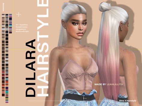 Leah Lillith's LeahLillith Dilara Hairstyle Sims 4 Leah Lillith Hair, Sims 4 Cc Hair Leahlillith, Leah Lilith Hair Sims 4, Leahlilith Sims 4 Hair, Leah Lillith, Momo Dress, Black Simmer, Download Sims, Cc Hair