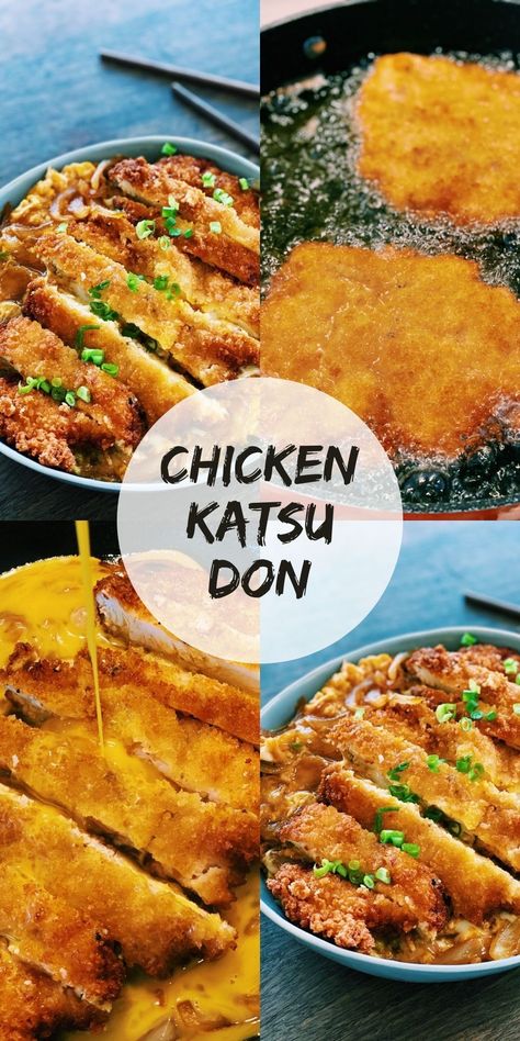 Japanese Chicken Katsudon, Japanese Chicken Cutlet, Japanese Chicken Cutlet Recipes, Katsudon Recipe Chicken, Chicken Katsu Don, Chicken Katsudon Bowl, Chicken Katsu Don Recipe, Katsudon Sauce Recipe, Katsudon Sauce