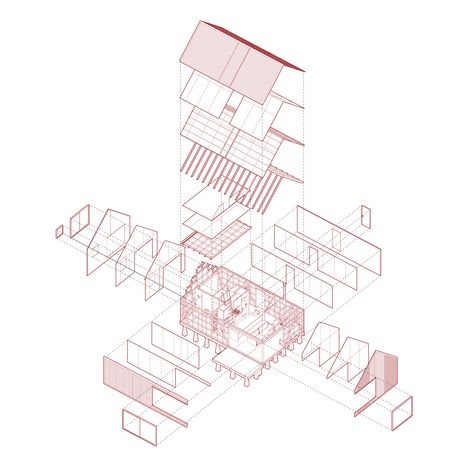 Architecture Form Diagram, Axonometric Diagram Architecture, Exploded Axonometric Diagram, Structural Axonometric Architecture, Architecture Axonometric Diagram, Exploded Axonometric Drawing, Structural Axonometric, Architecture Axonometric Drawing, Architectural Axonometric