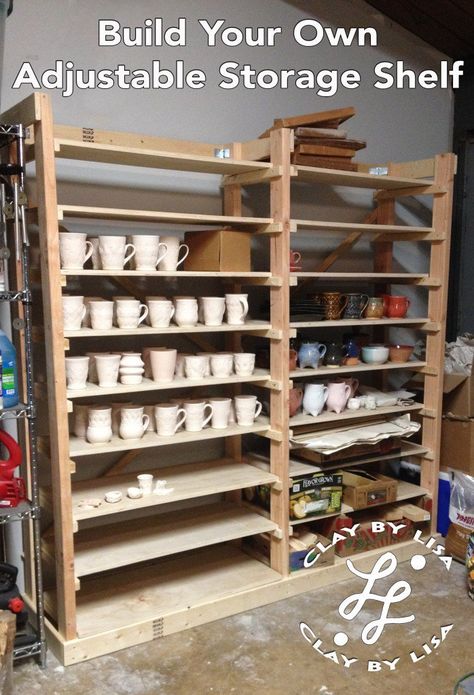 Adjustable Wall Shelving, Diy Storage Shelves, Ceramic Tools, Shelving Design, Ceramic Workshop, Pottery Workshop, Diy Wall Shelves, Studio Organization, Ceramic Techniques