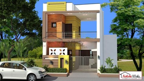 One Side Open Plot Elevations Flat Roof House Designs, Contemporary Home Design, Flat Roof House, Indian House Plans, Small House Elevation, Small House Front Design, Small House Elevation Design, Front Elevation Designs, Independent House